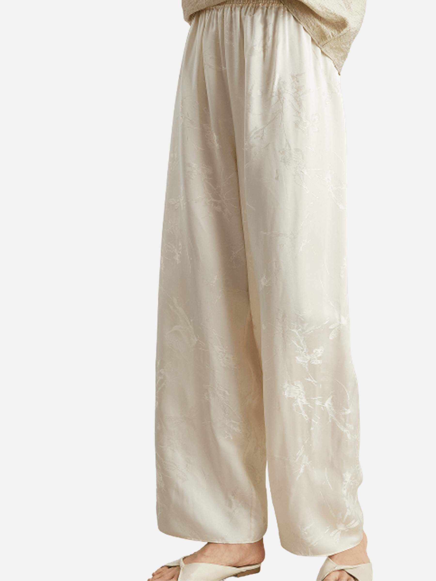 Pantalones de jacquard de seda