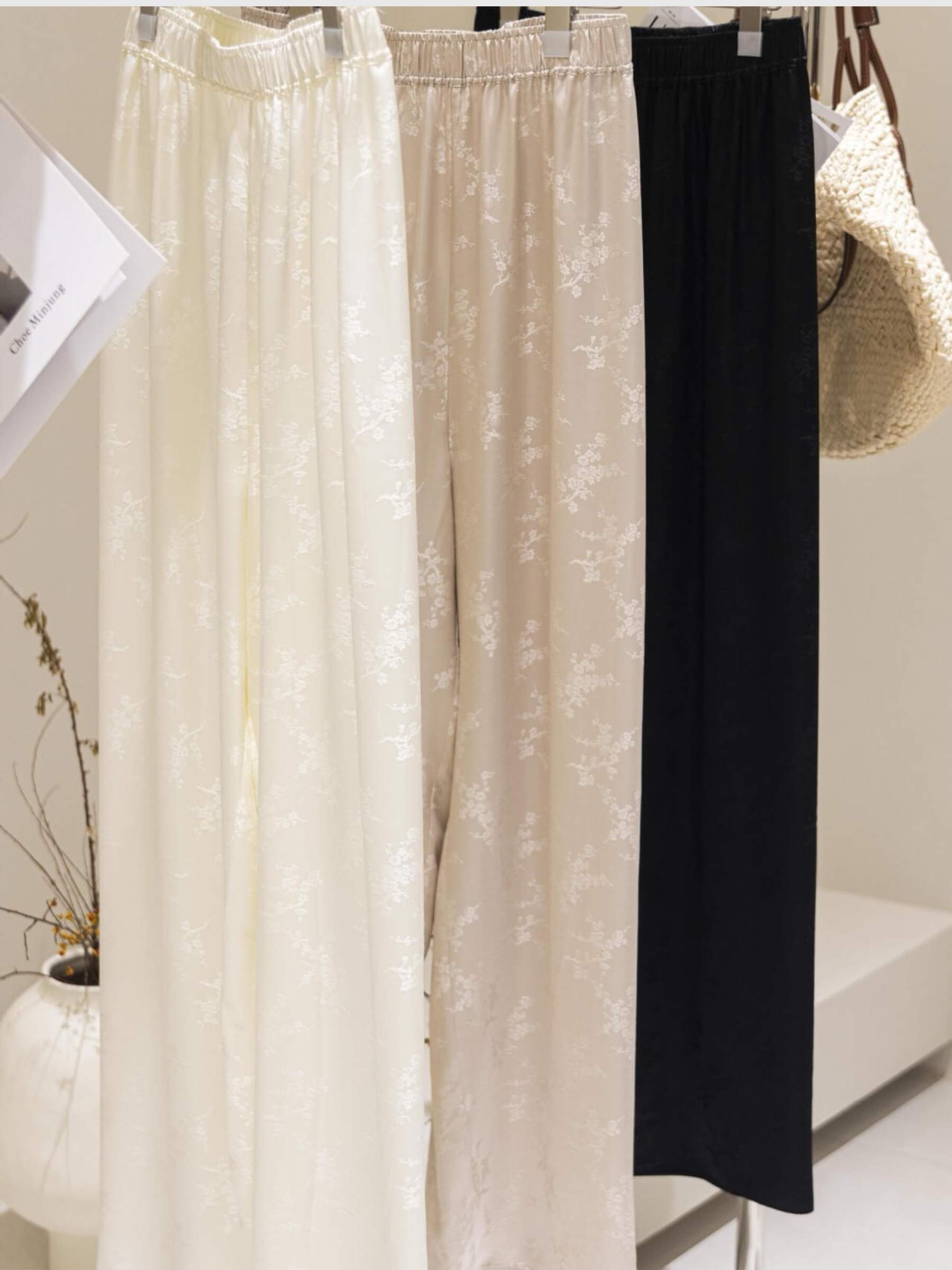 Pantalon en jacquard de soie