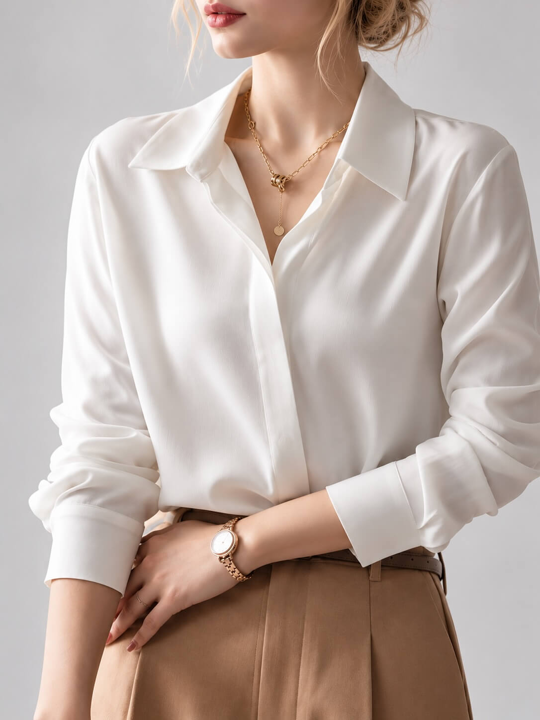 Twill silk blouse