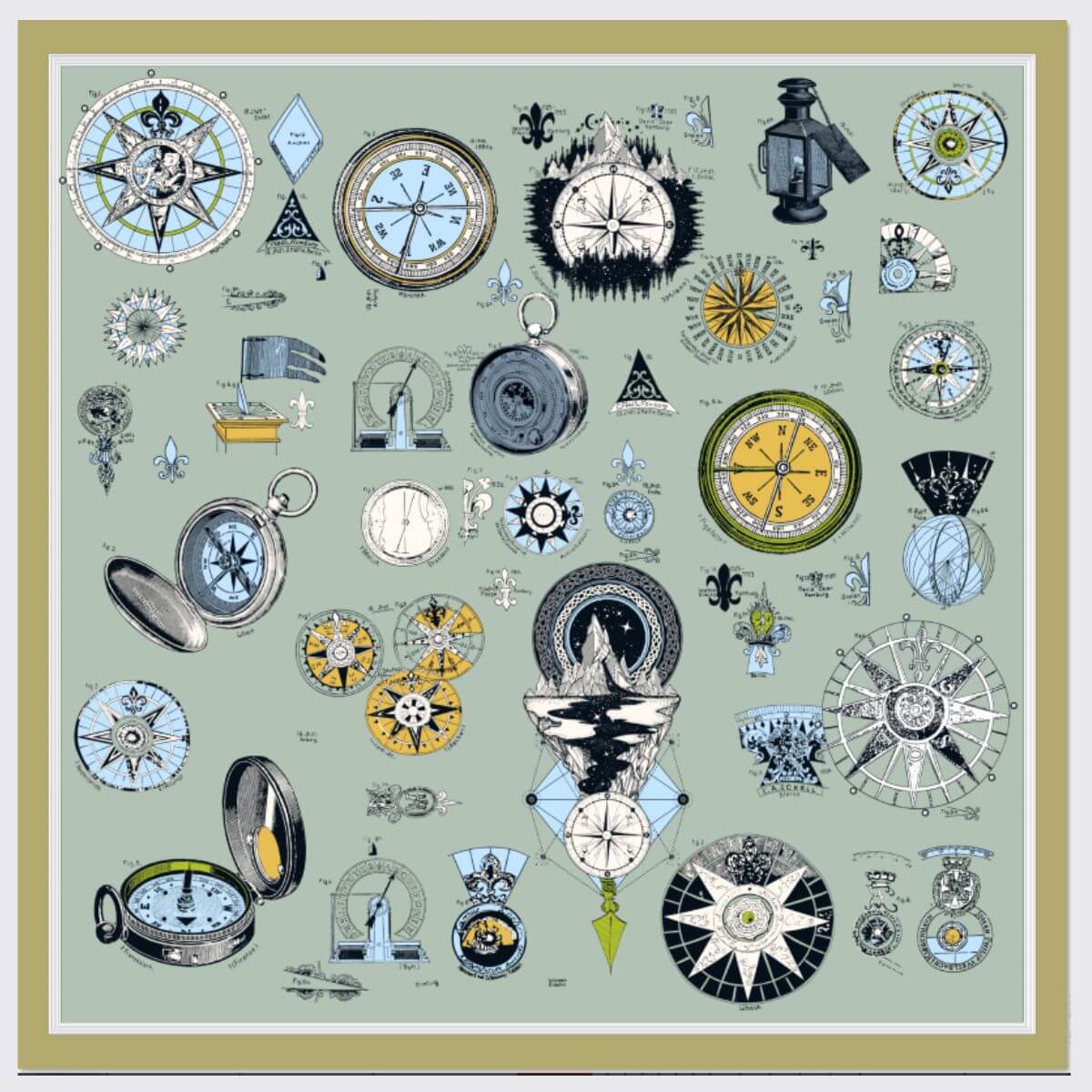 Silk scarf - Travel (90×90 cm)