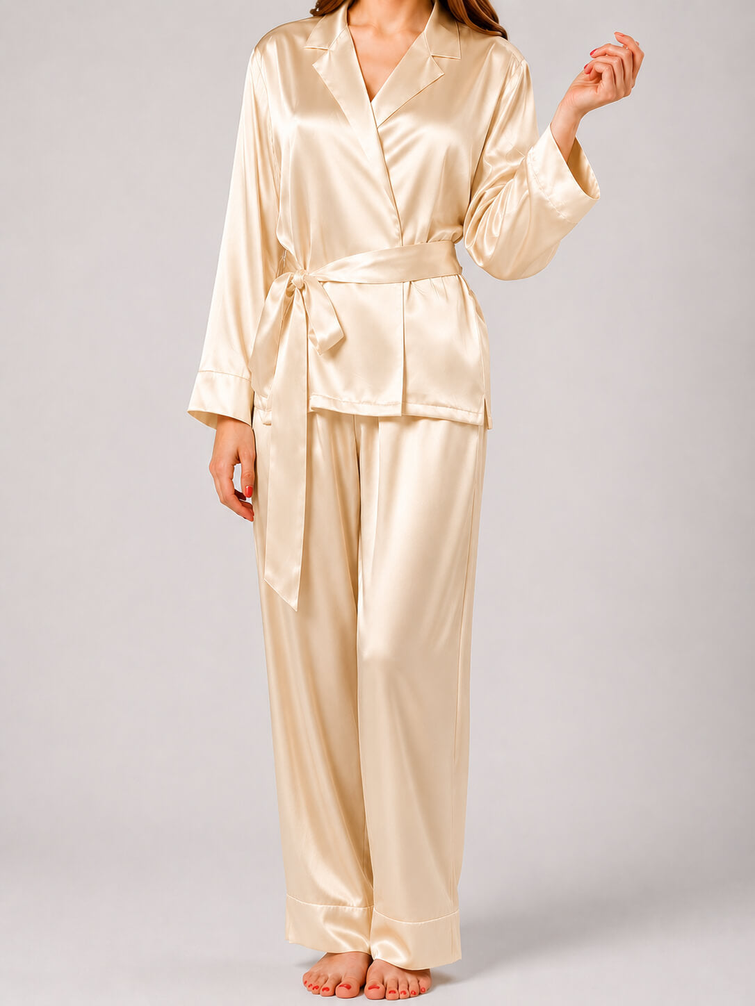 Conjunto de pijama de seda para mujer
