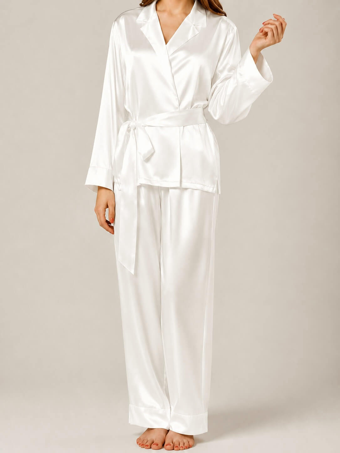 Conjunto de pijama de seda para mujer