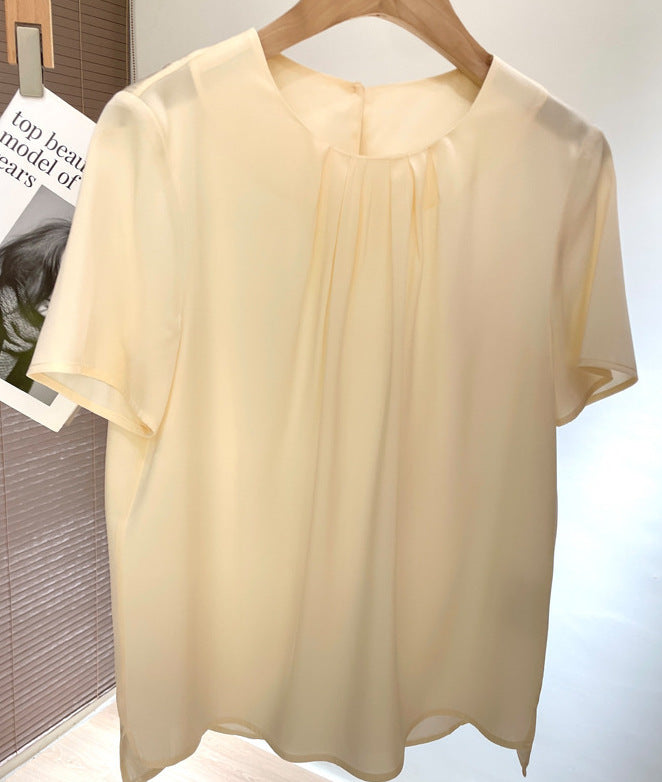 Short-sleeved silk blouse