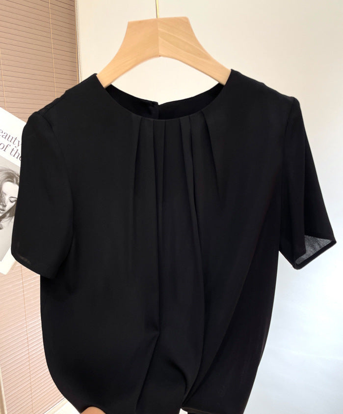 Short-sleeved silk blouse