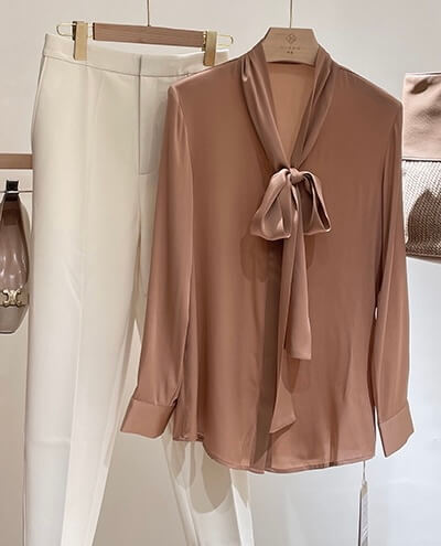 Silk blouse with bow