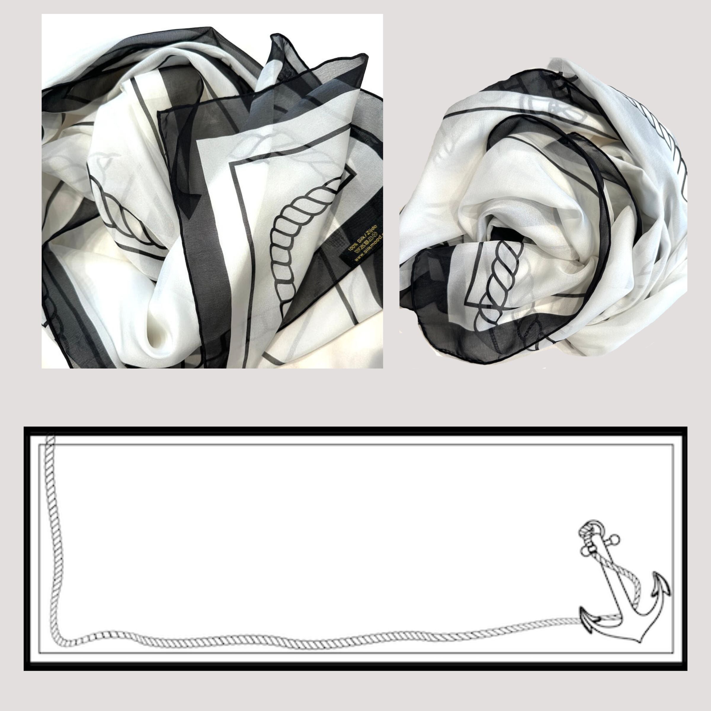 Foulard en chiffon de soie - Ancre