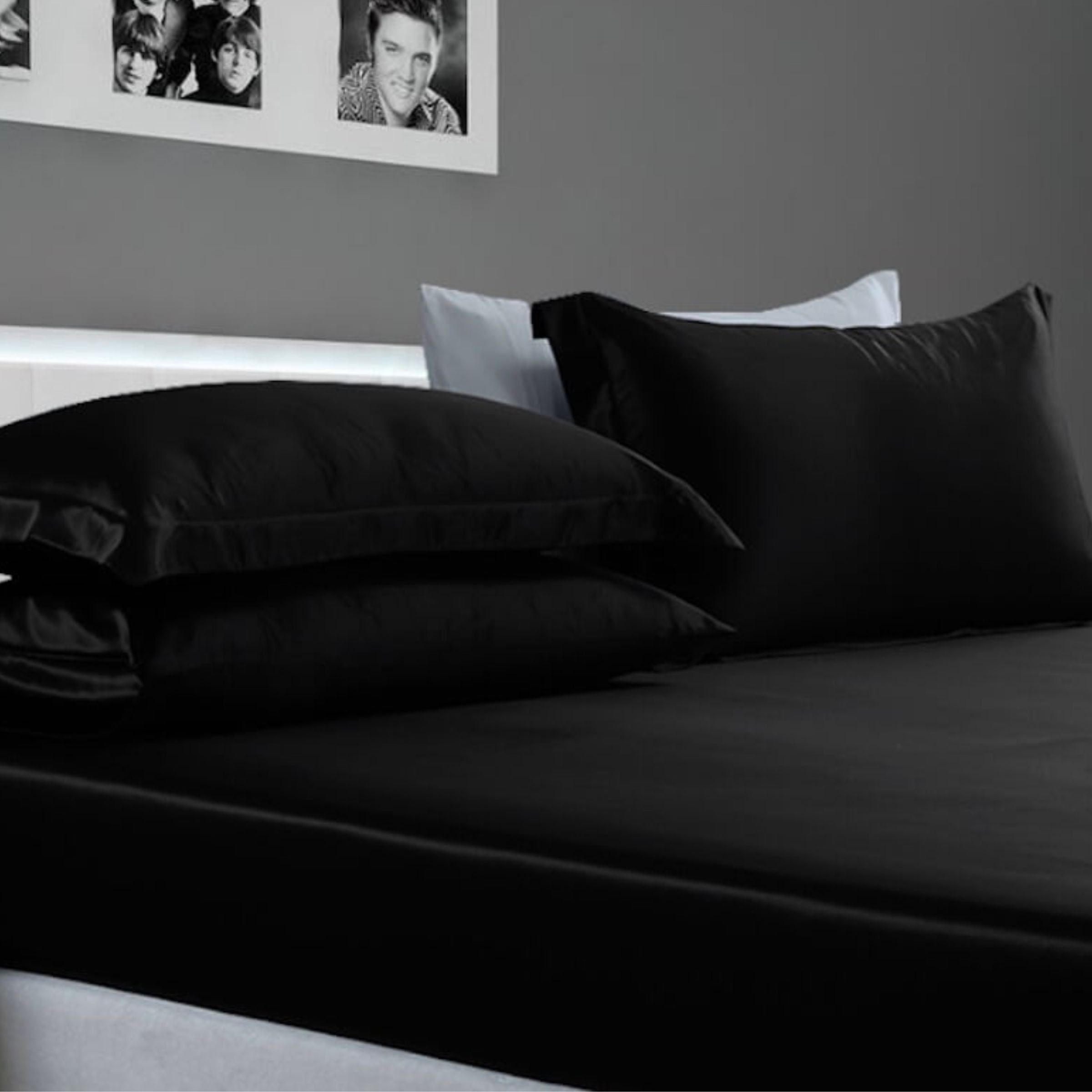 Drap housse en soie 22momme Noir