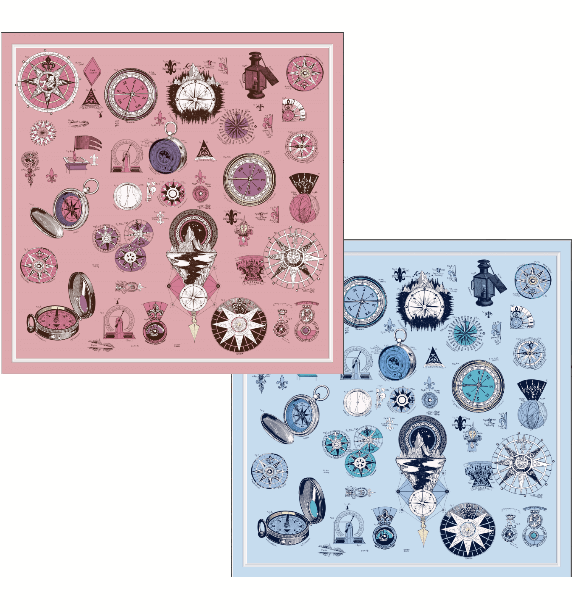 Pañuelo de seda - Viaje (90×90 cm)