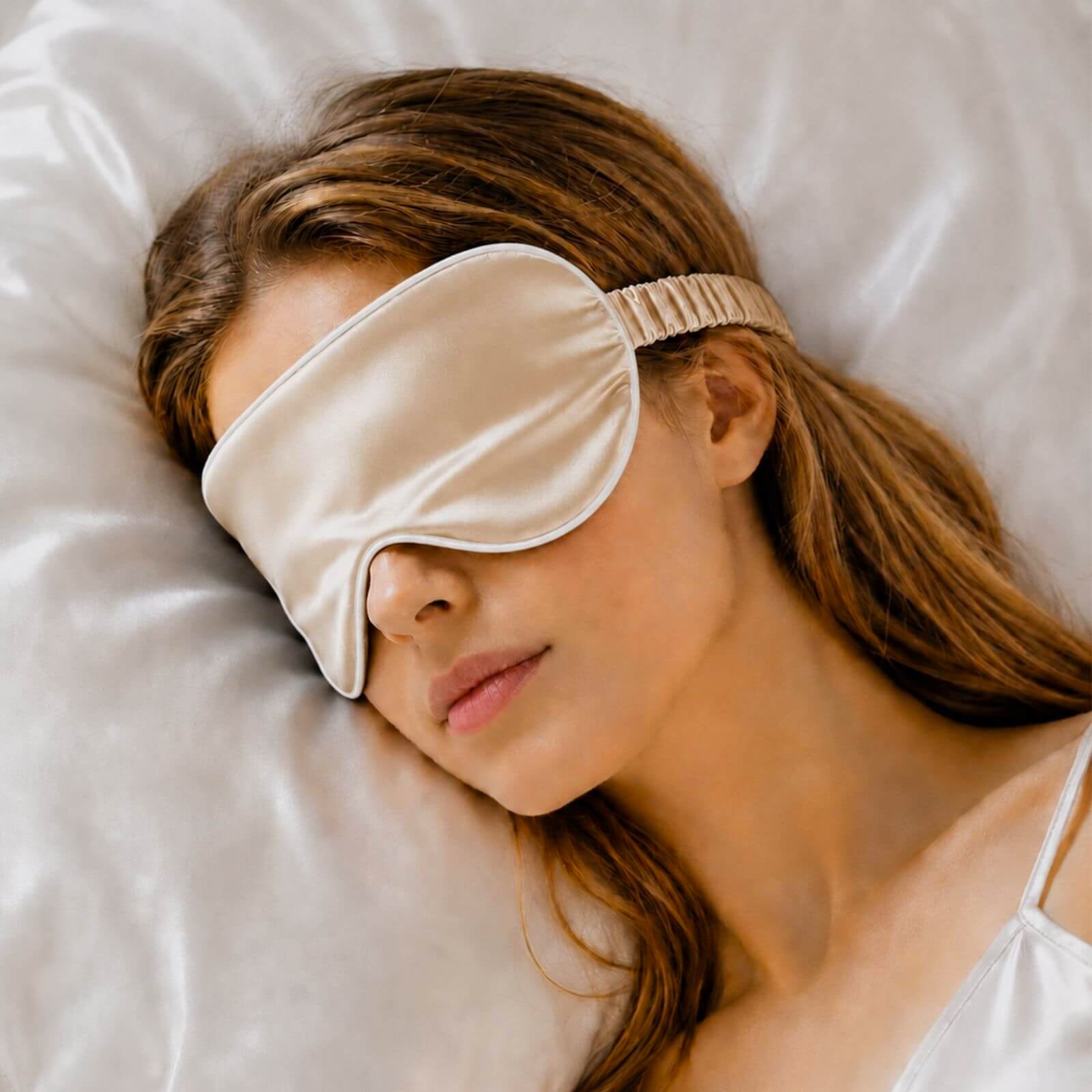 Silk eye mask with silk-wrapped elastic band