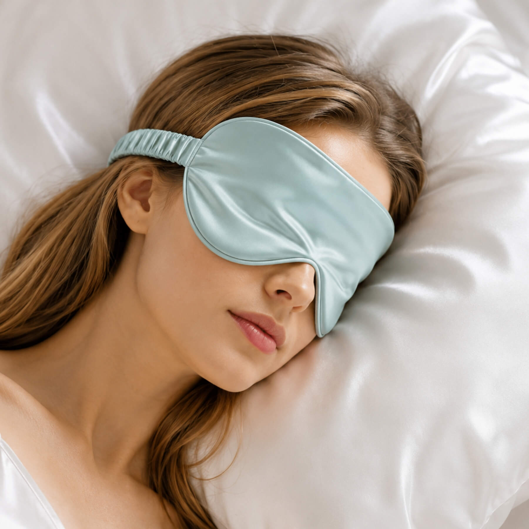 Silk eye mask with silk-wrapped elastic band
