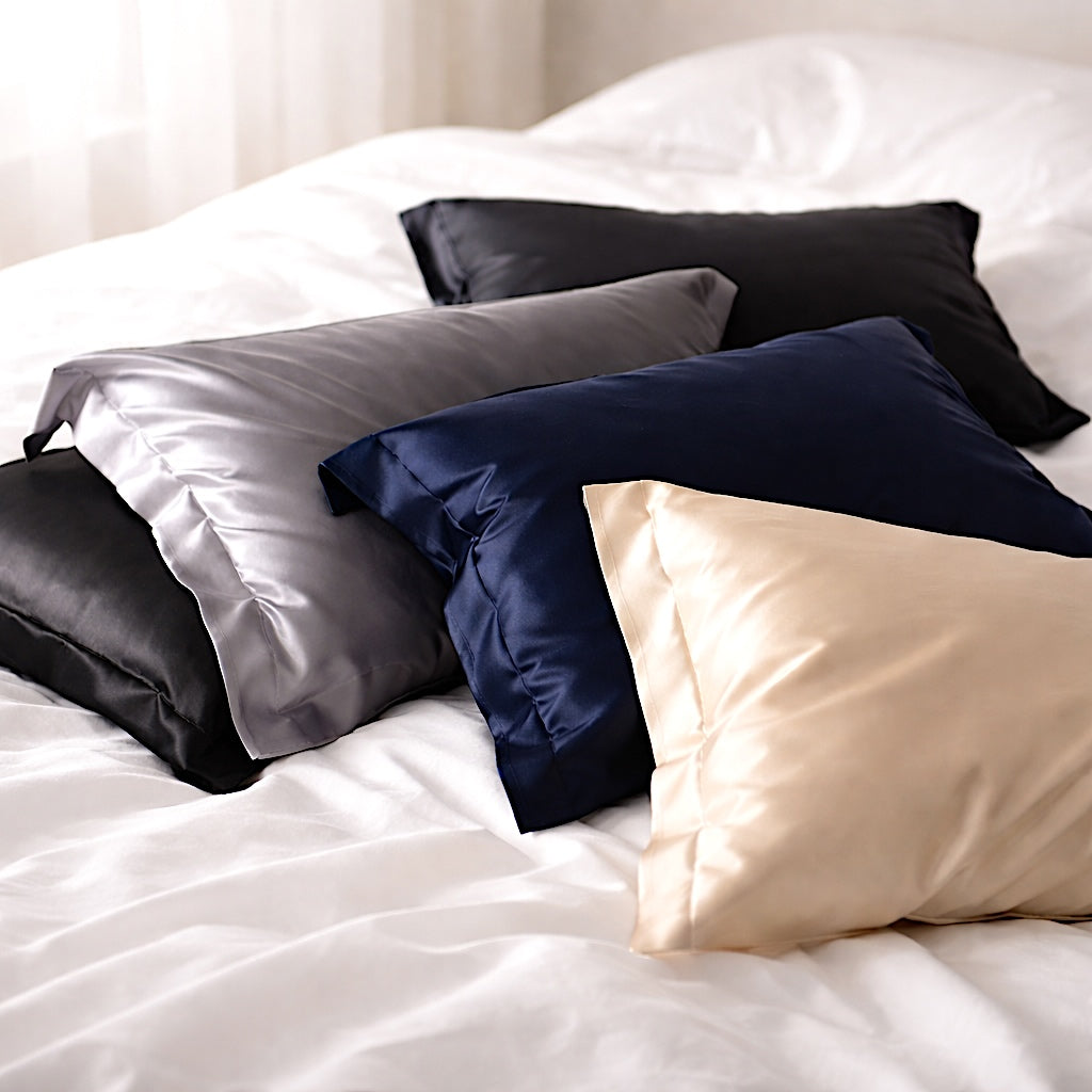 Fundas de almohada de seda color blanco marfil de 19 momme